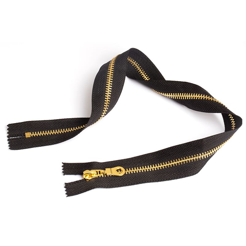 Closed-End Metal Zipper – Fashionable Gold & Silver Styles for Hoodies and Jackets