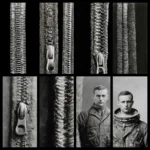 Black and white montage displaying detailed views of various metal zippers on fabric and clothing items, emphasizing garment construction.