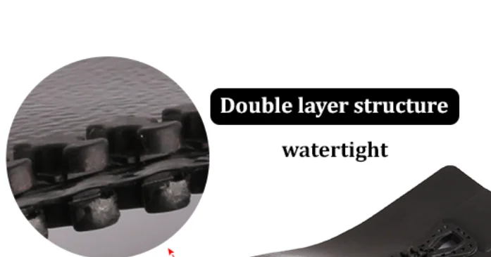 Close-up of a black zipper showcasing its double layer structure for watertight capabilities.