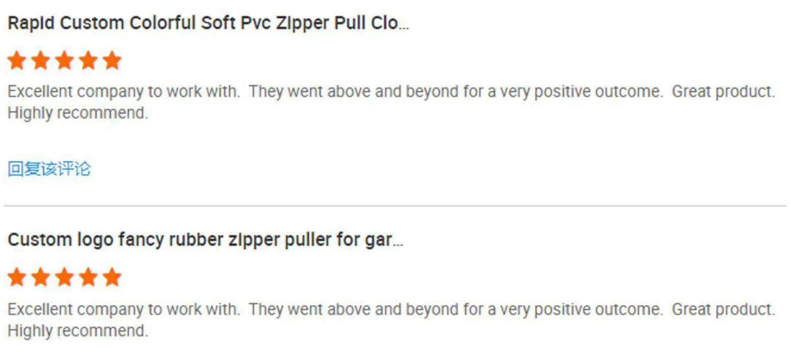 5-star customer reviews for zipper products