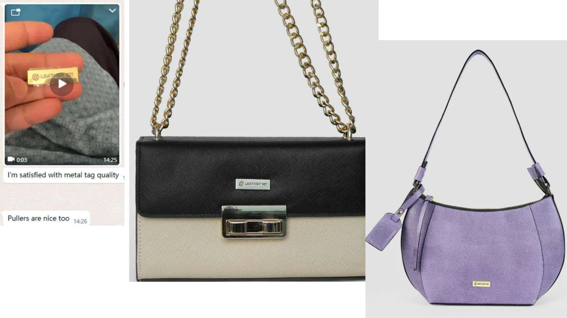 Professional handbags with quality leather tags